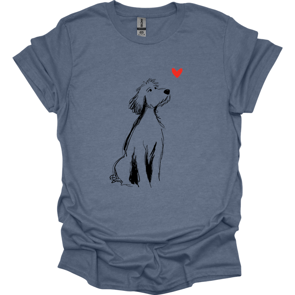 Golden Doodle - Sketch Dog T-Shirt - Heather Indigo