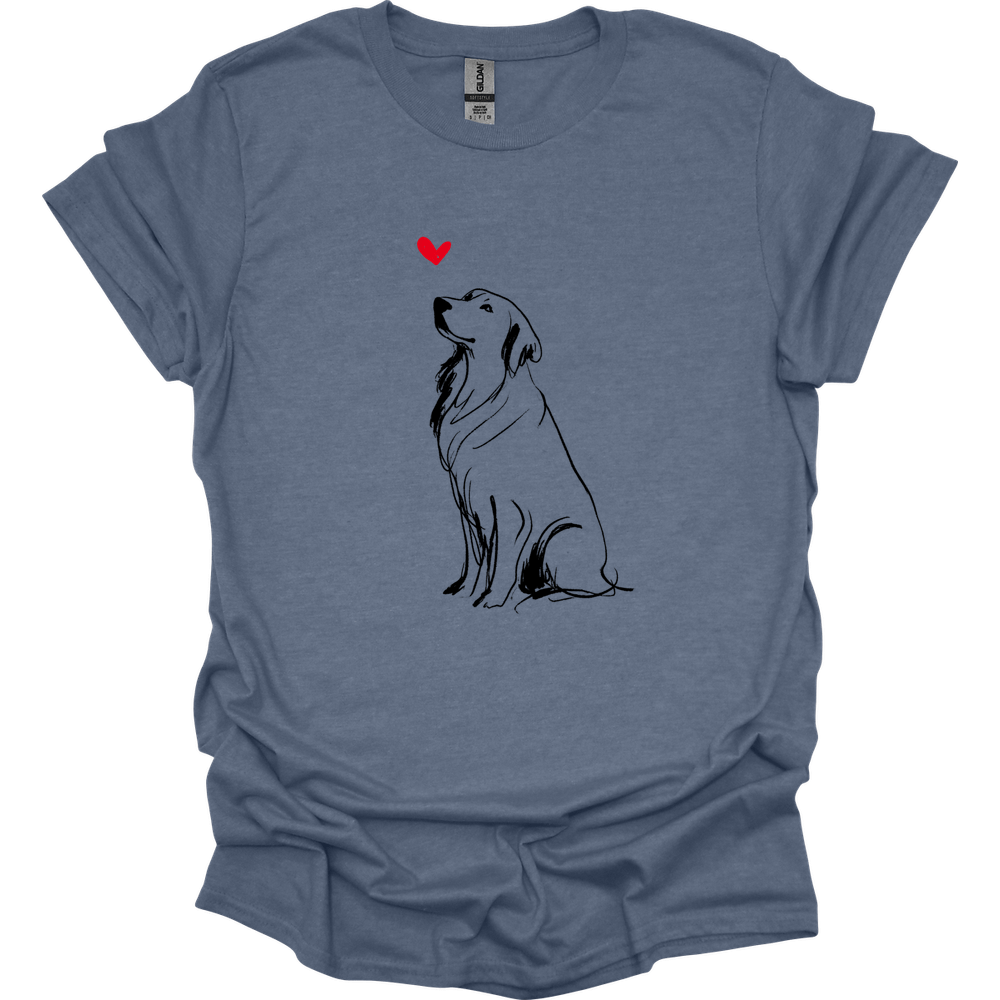 Golden Retriever - Sketch Dog T-Shirt - Heather Indigo