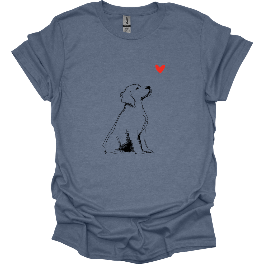 Brittany - Sketch Dog T-Shirt - Heather Indigo