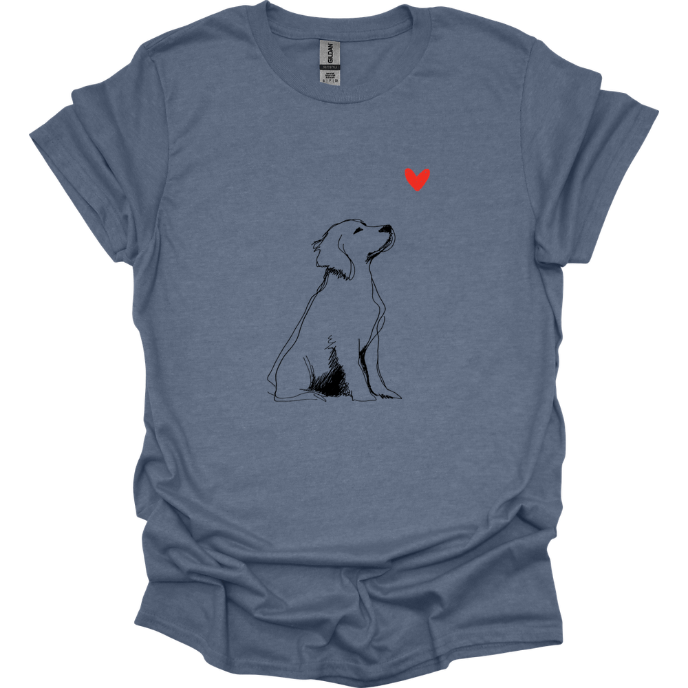 Brittany - Sketch Dog T-Shirt - Heather Indigo