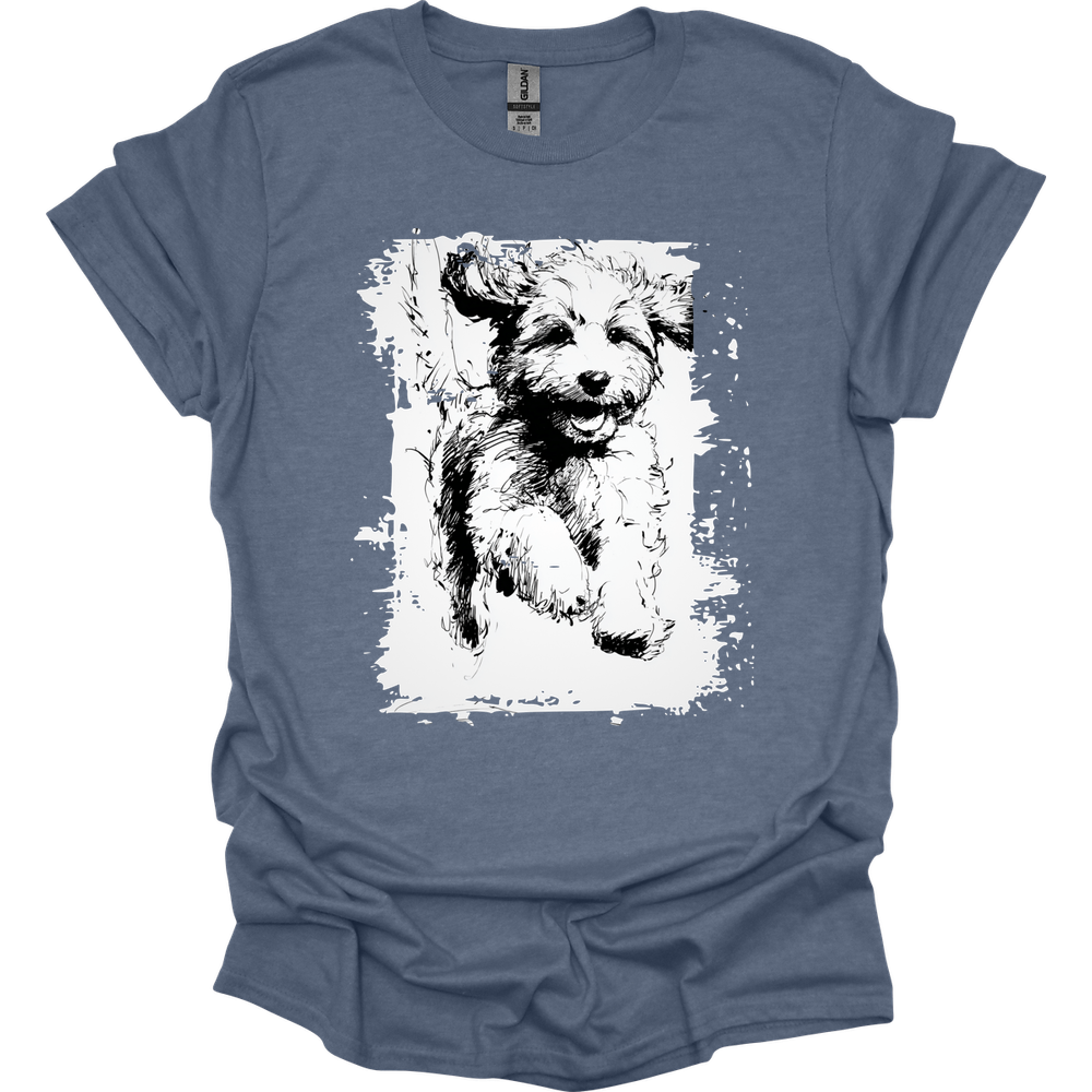 Cavapoo - Running Dog T-Shirt - Heather Indigo