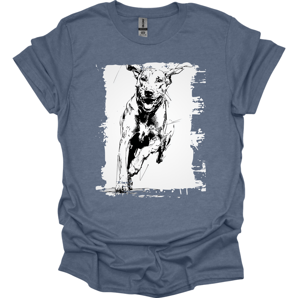 Rhodesian Ridgeback - Running Dog T-Shirt - Heather Indigo