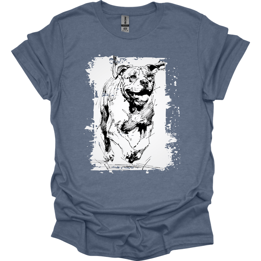 Mastiff - Running Dog T-Shirt - Heather Indigo