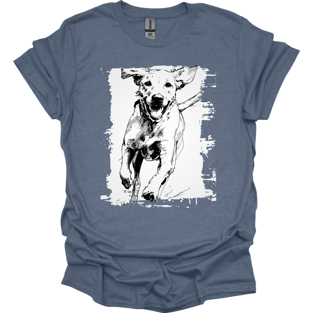 Labrador - Running Dog T-Shirt - Heather Indigo