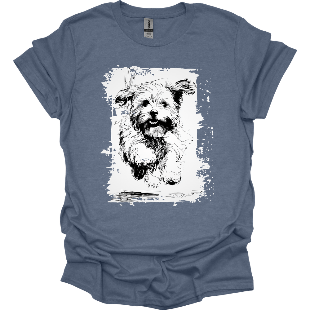 Havanese - Running Dog T-Shirt - Heather Indigo