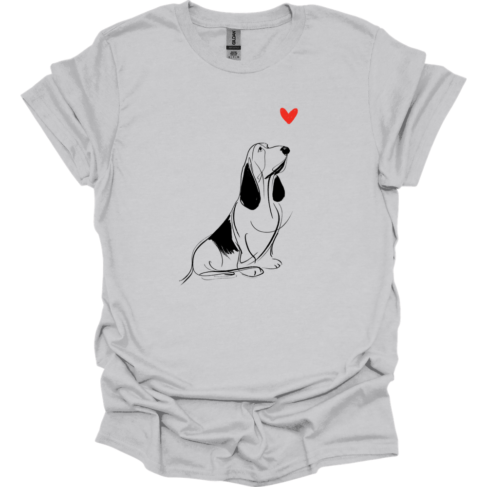 Basset Hound - Sketch Dog T-Shirt - Ice Grey
