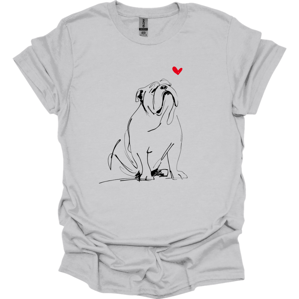 Bulldog - Sketch Dog T-Shirt - Ice Grey