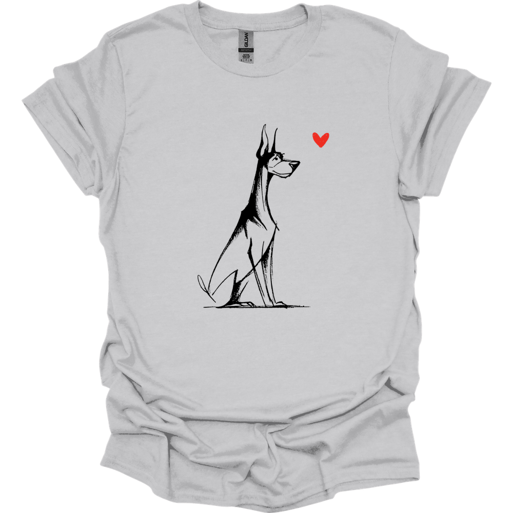 Doberman - Sketch Dog T-Shirt - Ice Grey