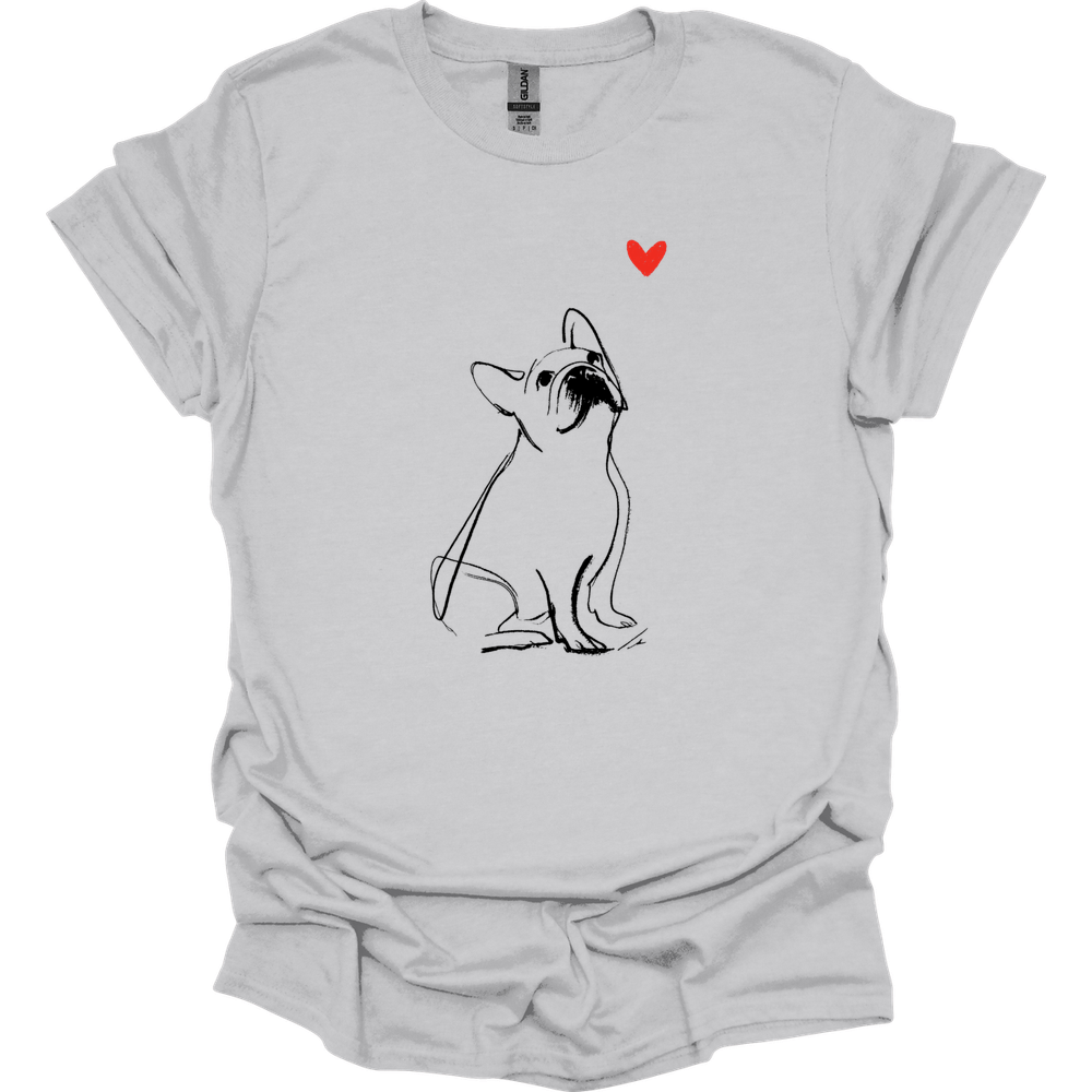 French Bulldog - Sketch Dog T-Shirt - Ice Grey