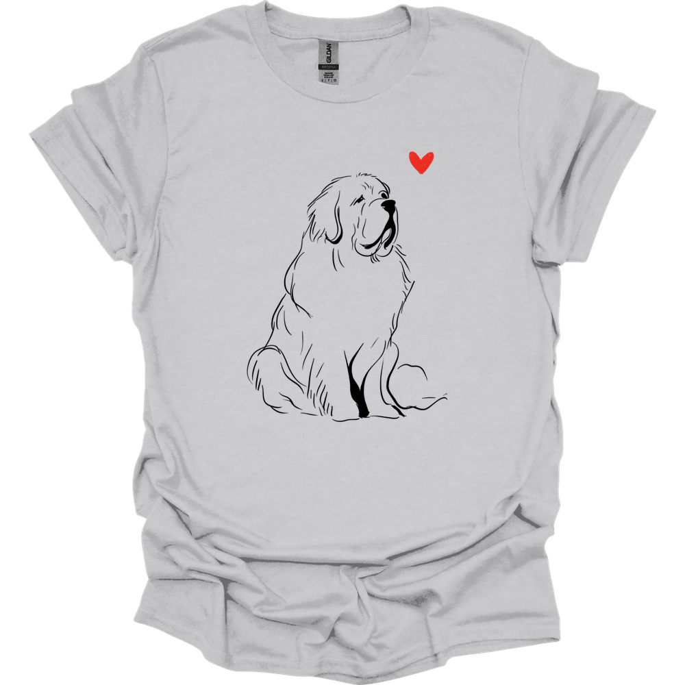 Newfoundland - Sketch Dog T-Shirt - Ice Grey