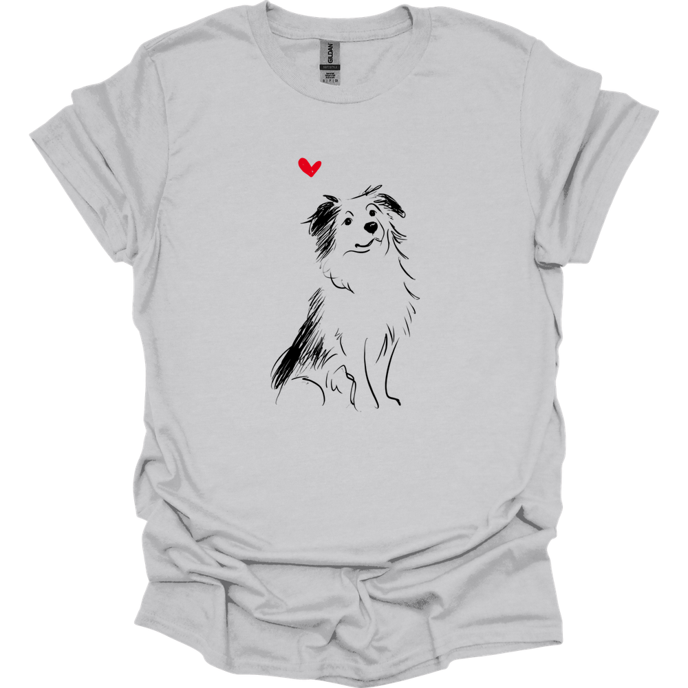 Miniature American Shepherd - Sketch Dog T-Shirt - Ice Grey