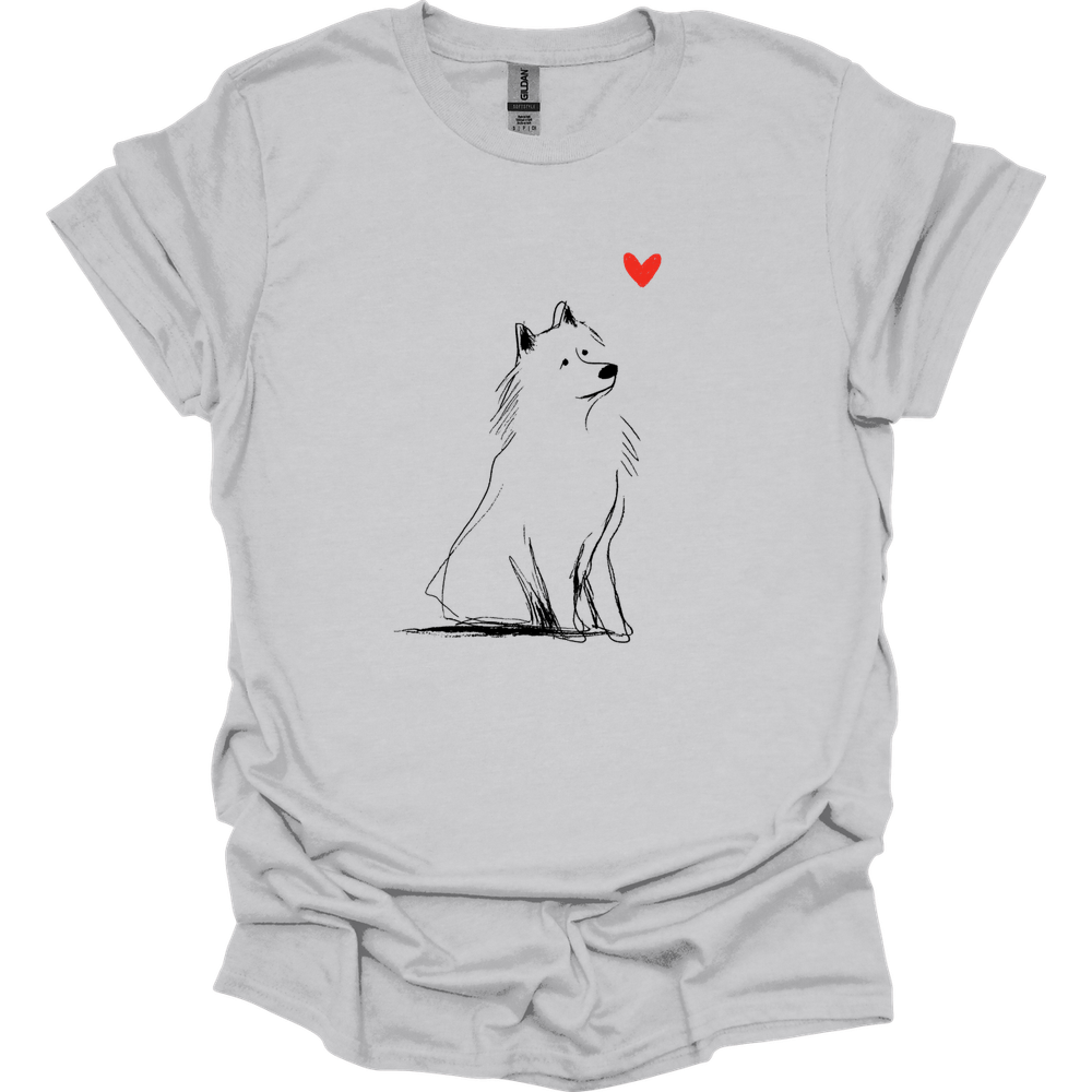 Samoyed - Sketch Dog T-Shirt - Ice Grey
