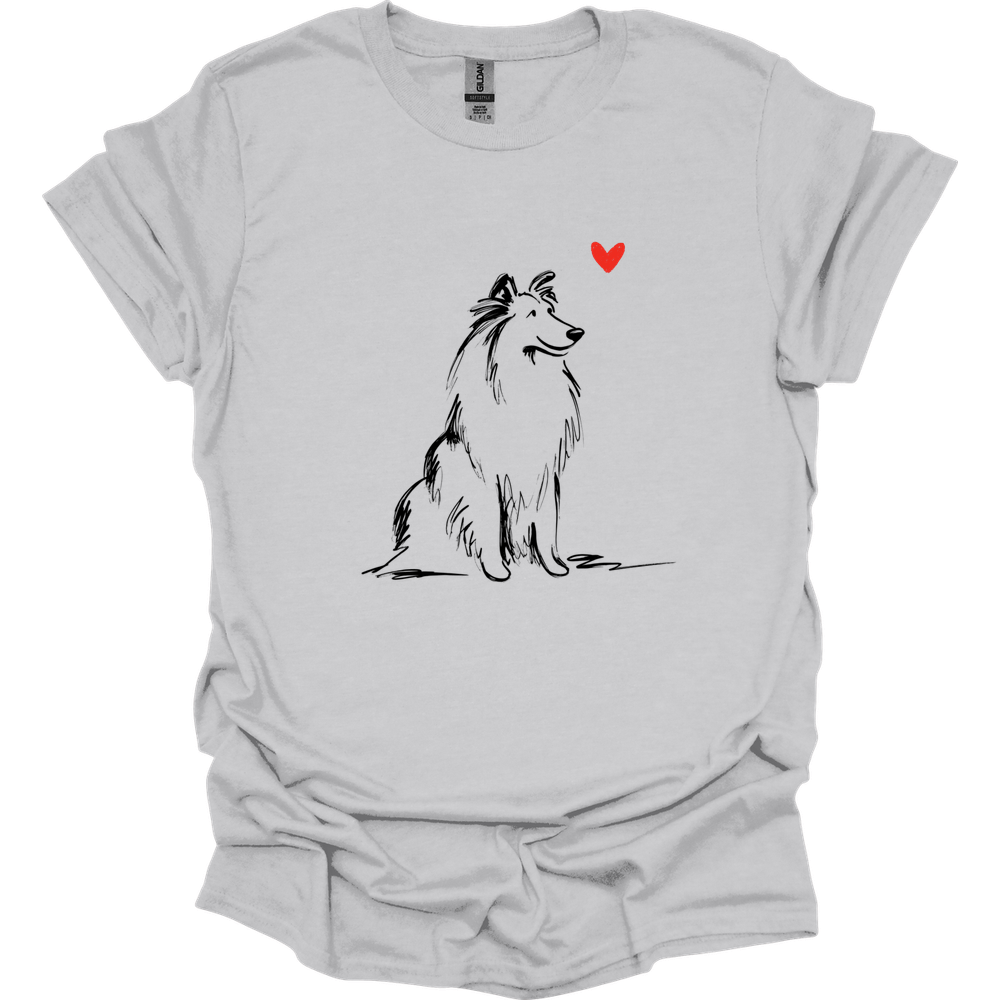 Shetland Sheepdog - Sketch Dog T-Shirt - Ice Grey