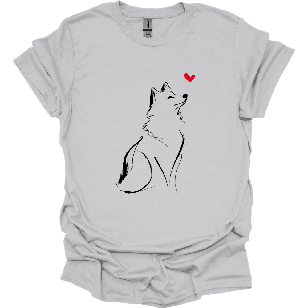 Shiba Inu - Sketch Dog T-Shirt - Ice Grey