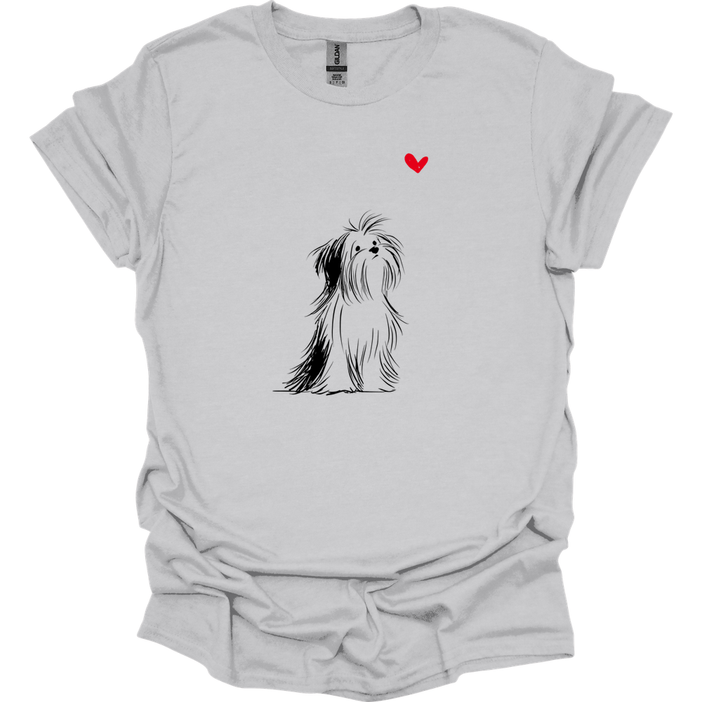 Shih Tzu - Sketch Dog T-Shirt - Ice Grey