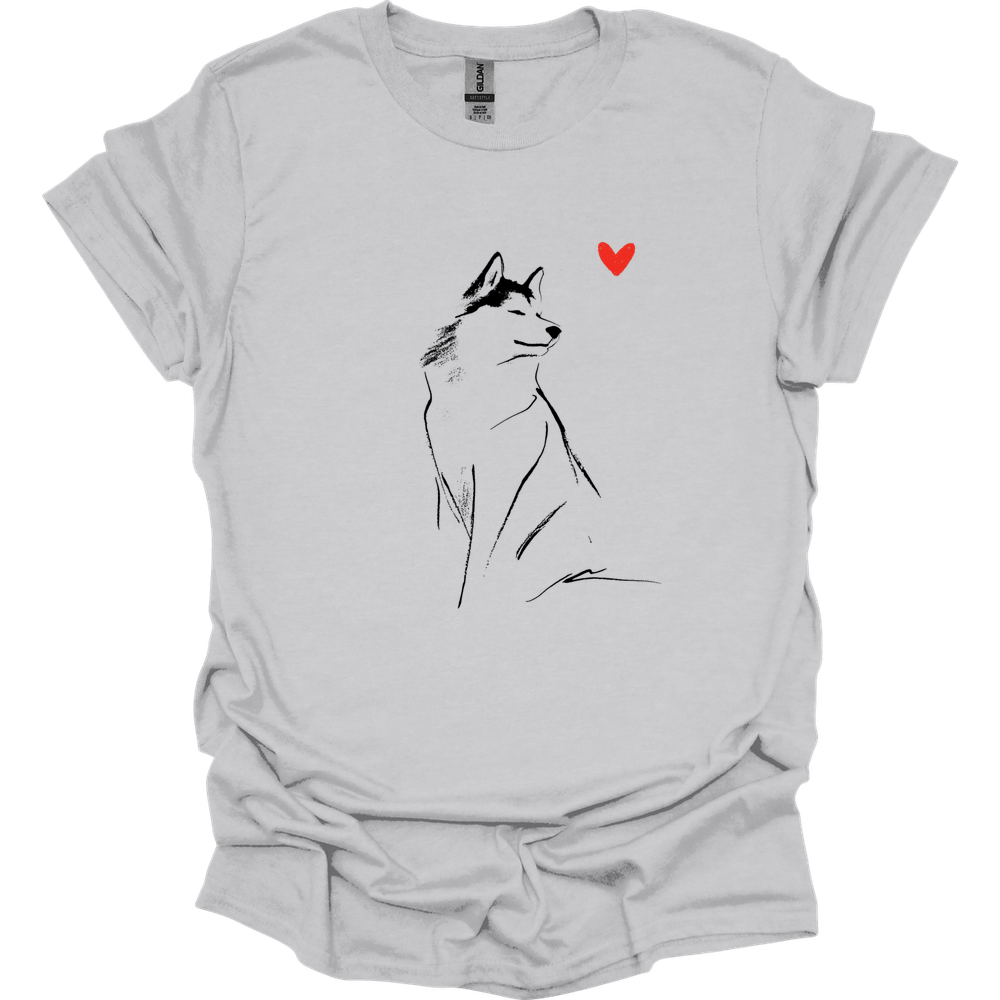 Siberian Husky - Sketch Dog T-Shirt - Ice Grey