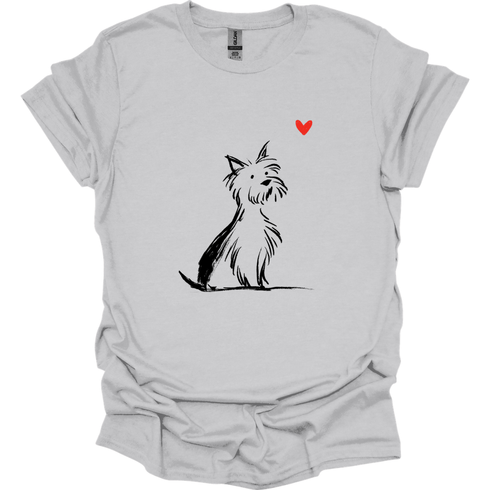 Yorkshire Terrier - Sketch Dog T-Shirt - Ice Grey