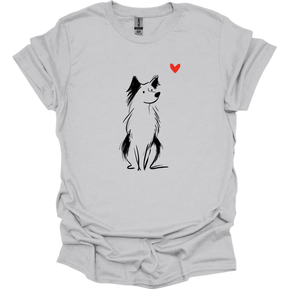 Australian Shepherd - Sketch Dog T-Shirt - Ice Grey