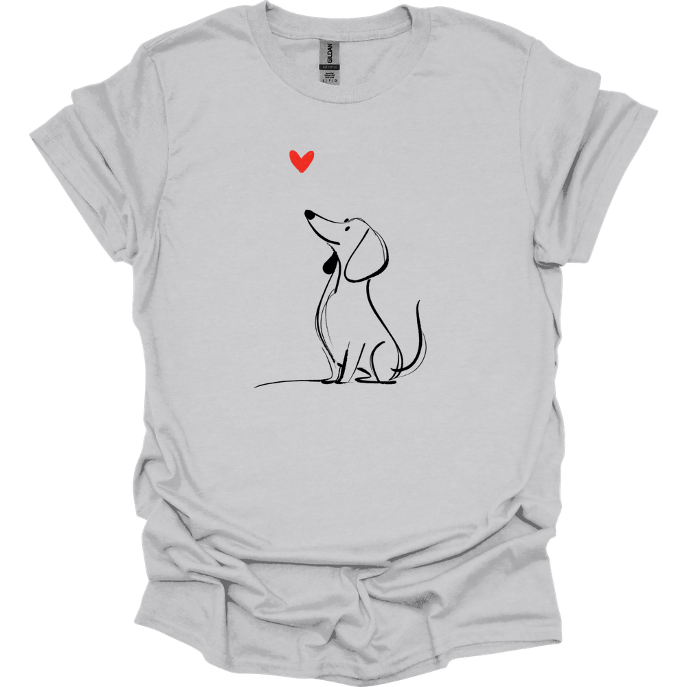 Dachshund - Sketch Dog T-Shirt - Ice Grey