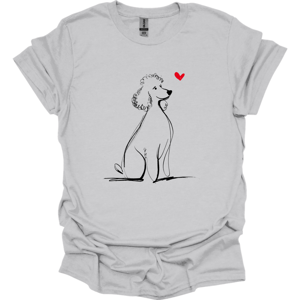 Poodle - Sketch Dog T-Shirt - Ice Grey