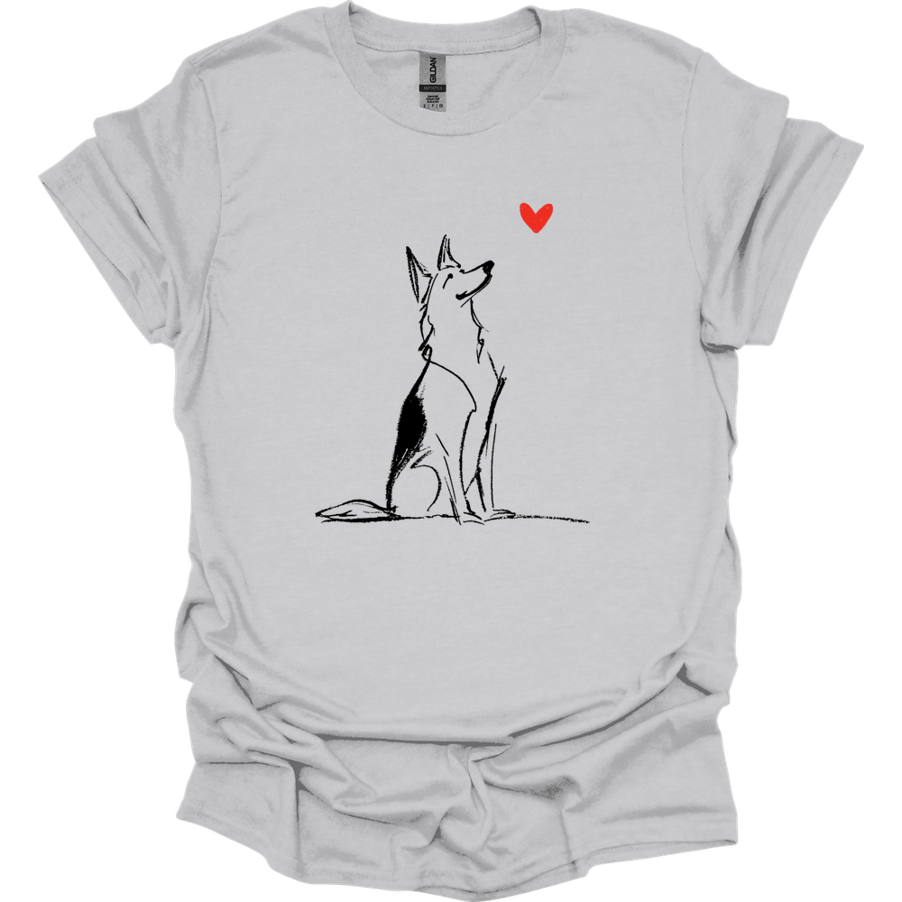 German Shepherd - Sketch Dog T-Shirt - Ice Grey