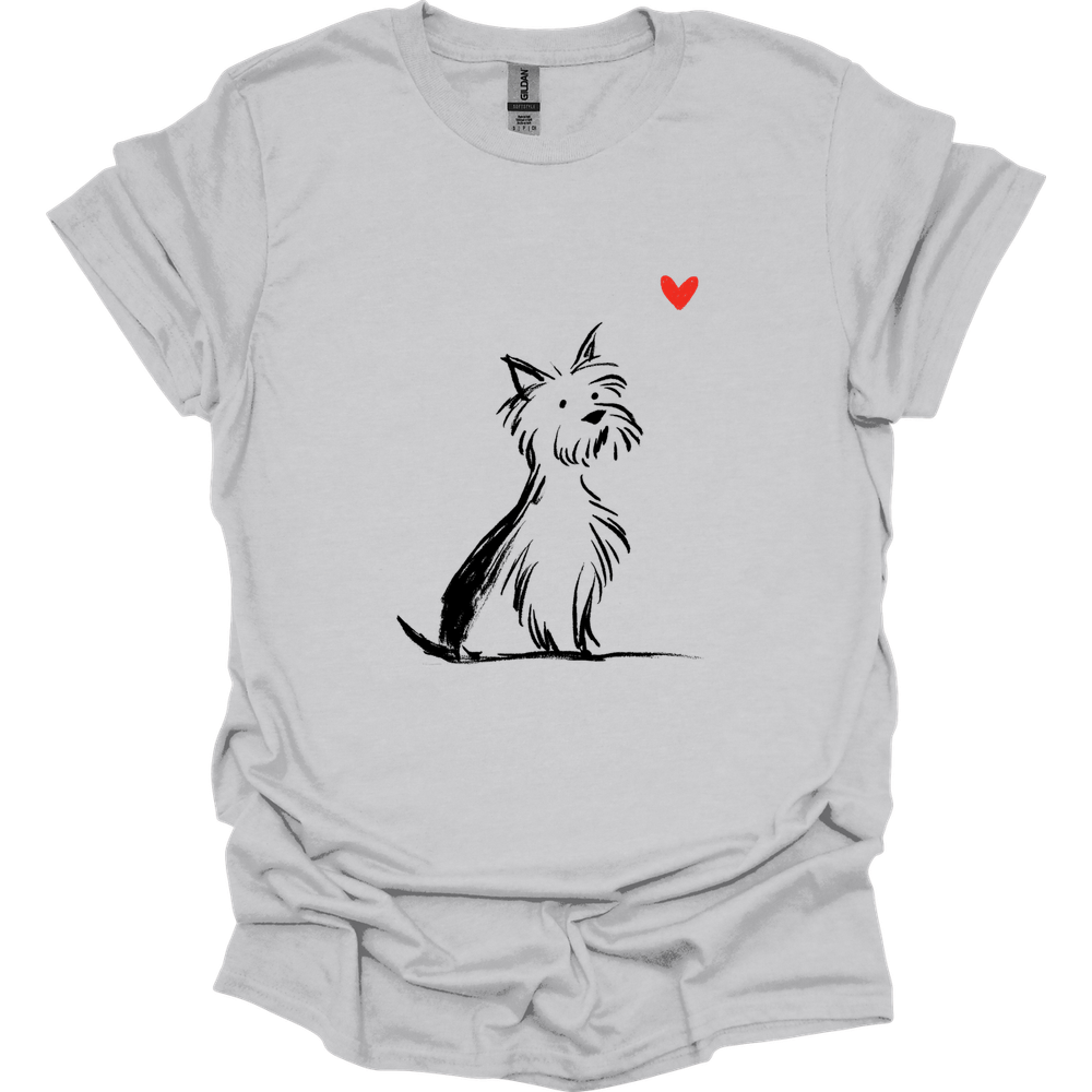 Yorkshire Terrier - Sketch Dog T-Shirt - Ice Grey