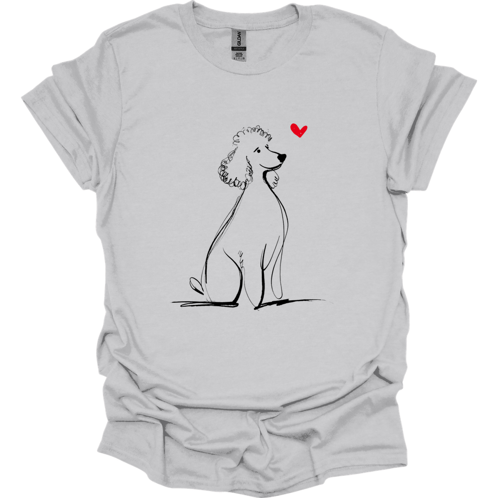 Poodle - Sketch Dog T-Shirt - Ice Grey