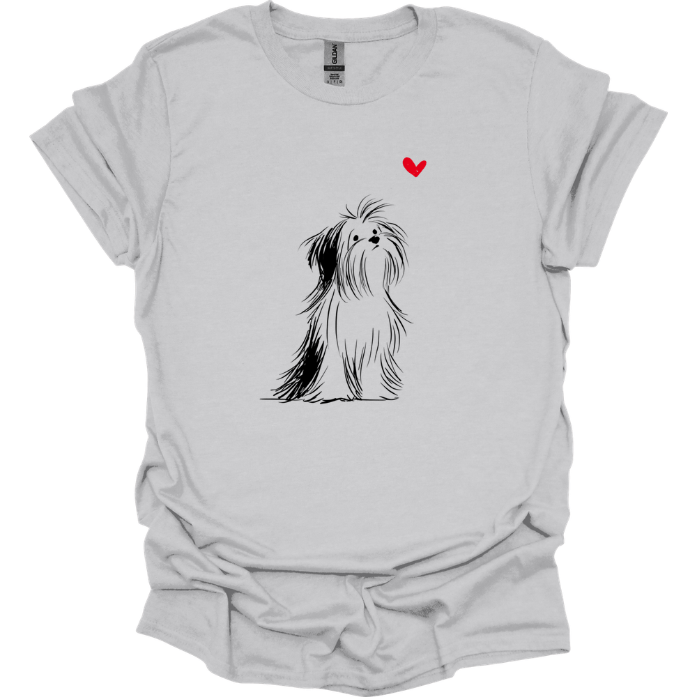 Shih Tzu - Sketch Dog T-Shirt - Ice Grey