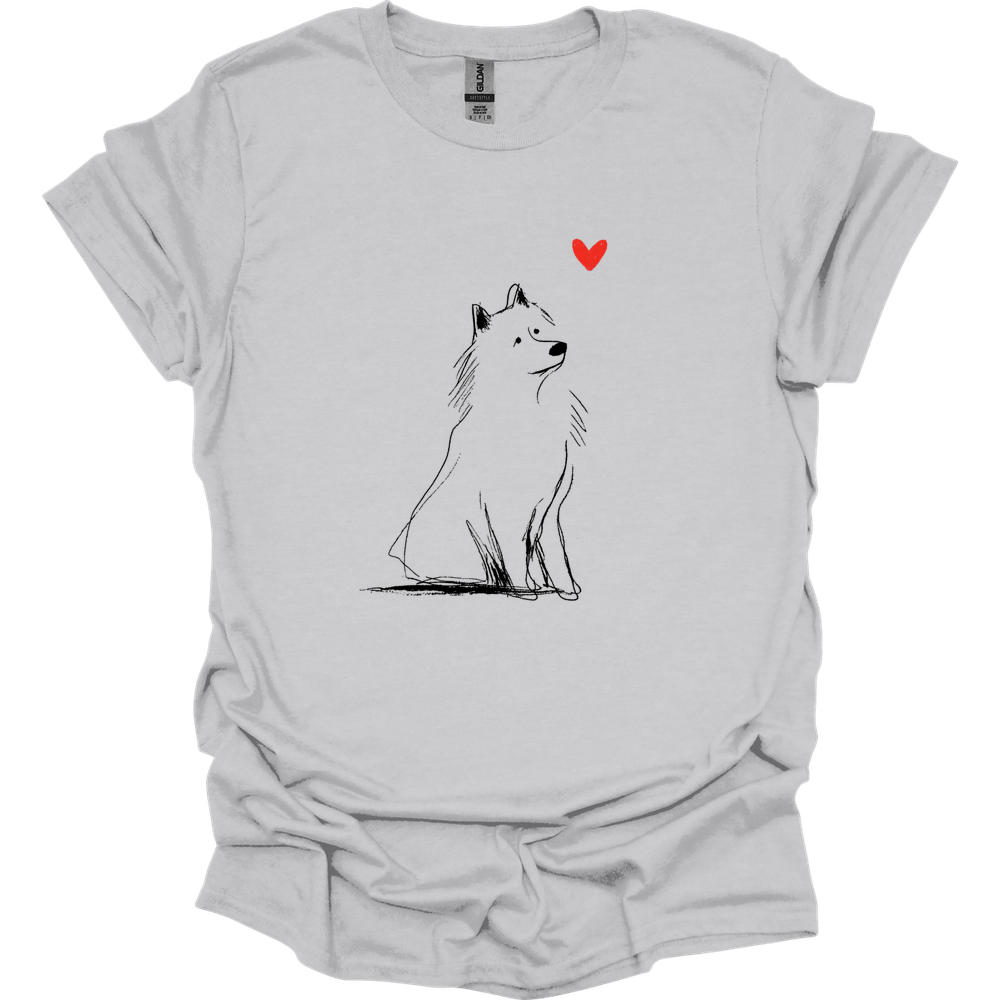 Samoyed - Sketch Dog T-Shirt - Ice Grey