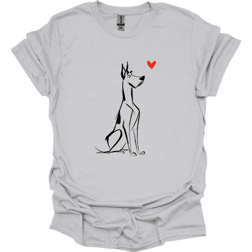 Great Dane - Sketch Dog T-Shirt - Ice Grey