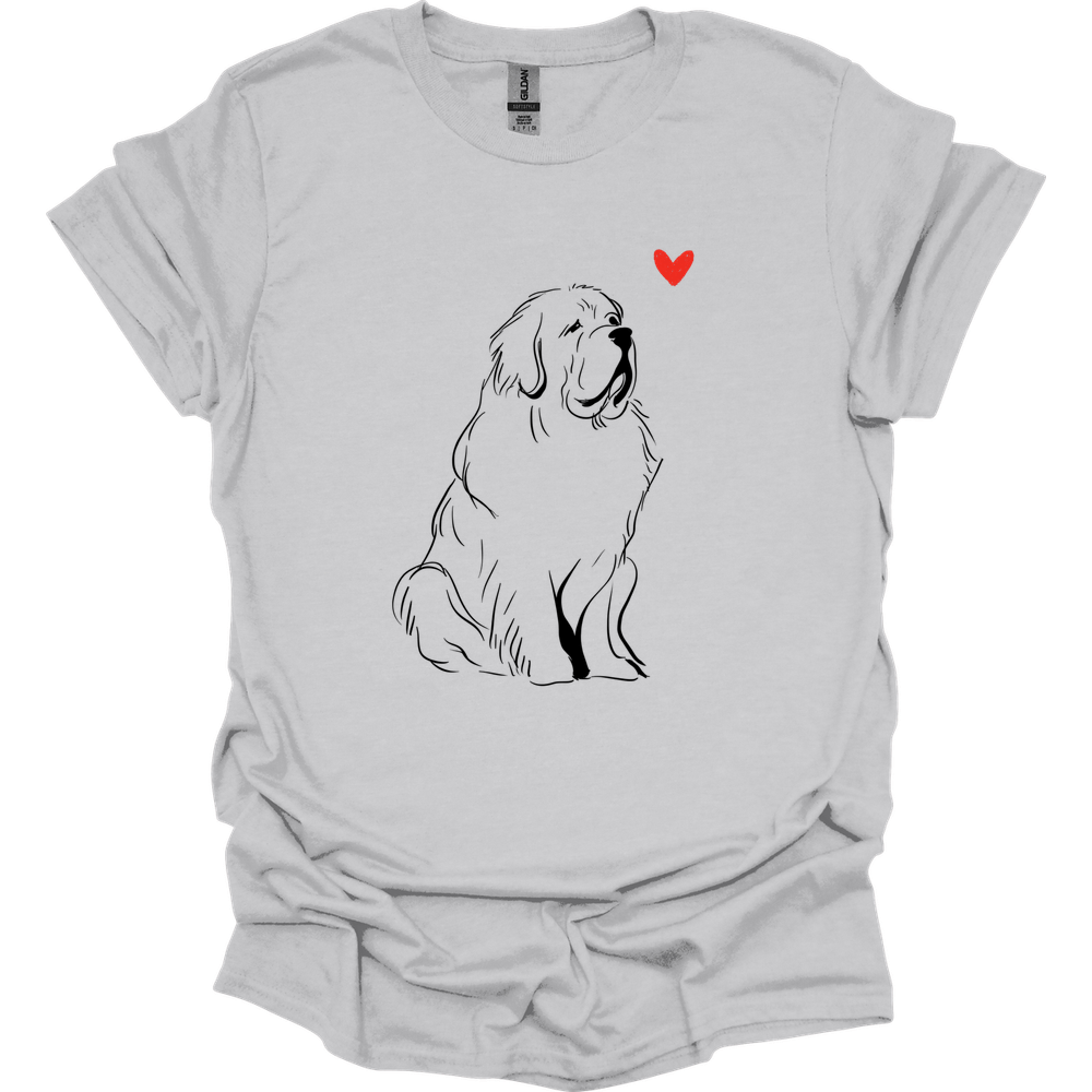 Newfoundland - Sketch Dog T-Shirt - Ice Grey