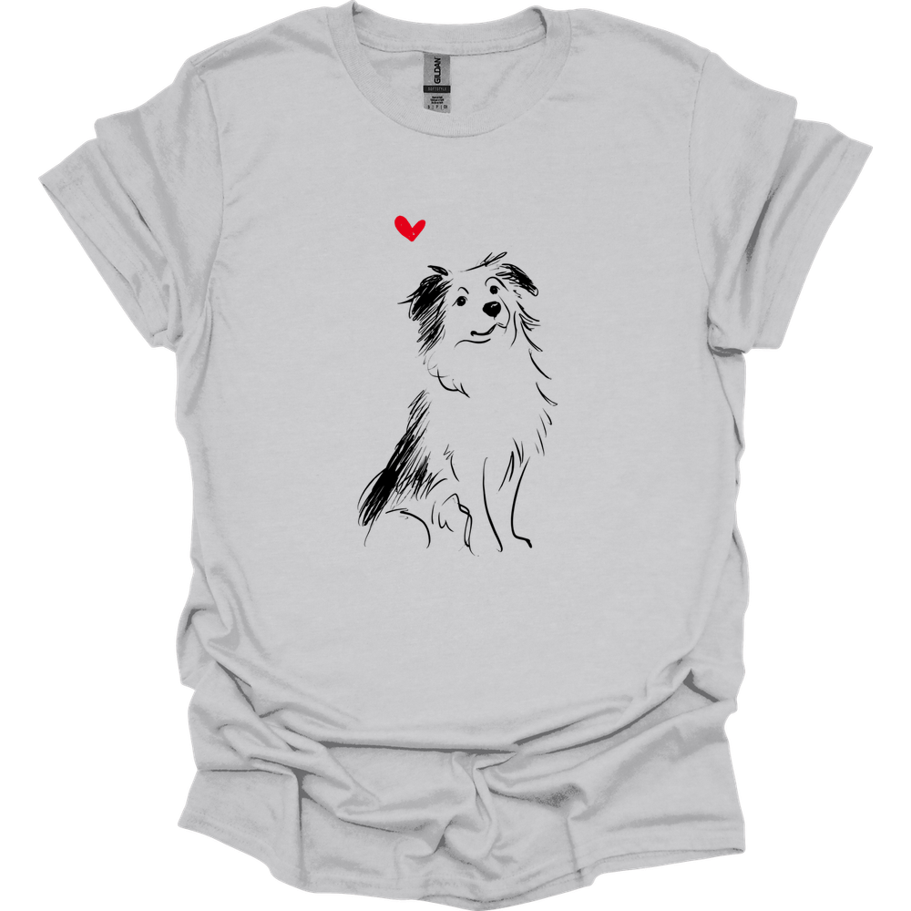 Miniature American Shepherd - Sketch Dog T-Shirt - Ice Grey