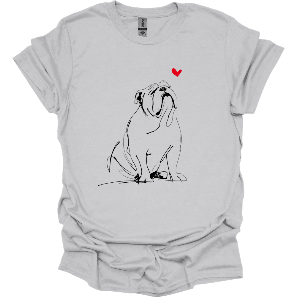 Bulldog - Sketch Dog T-Shirt - Ice Grey