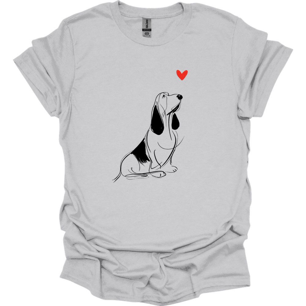 Basset Hound - Sketch Dog T-Shirt - Ice Grey