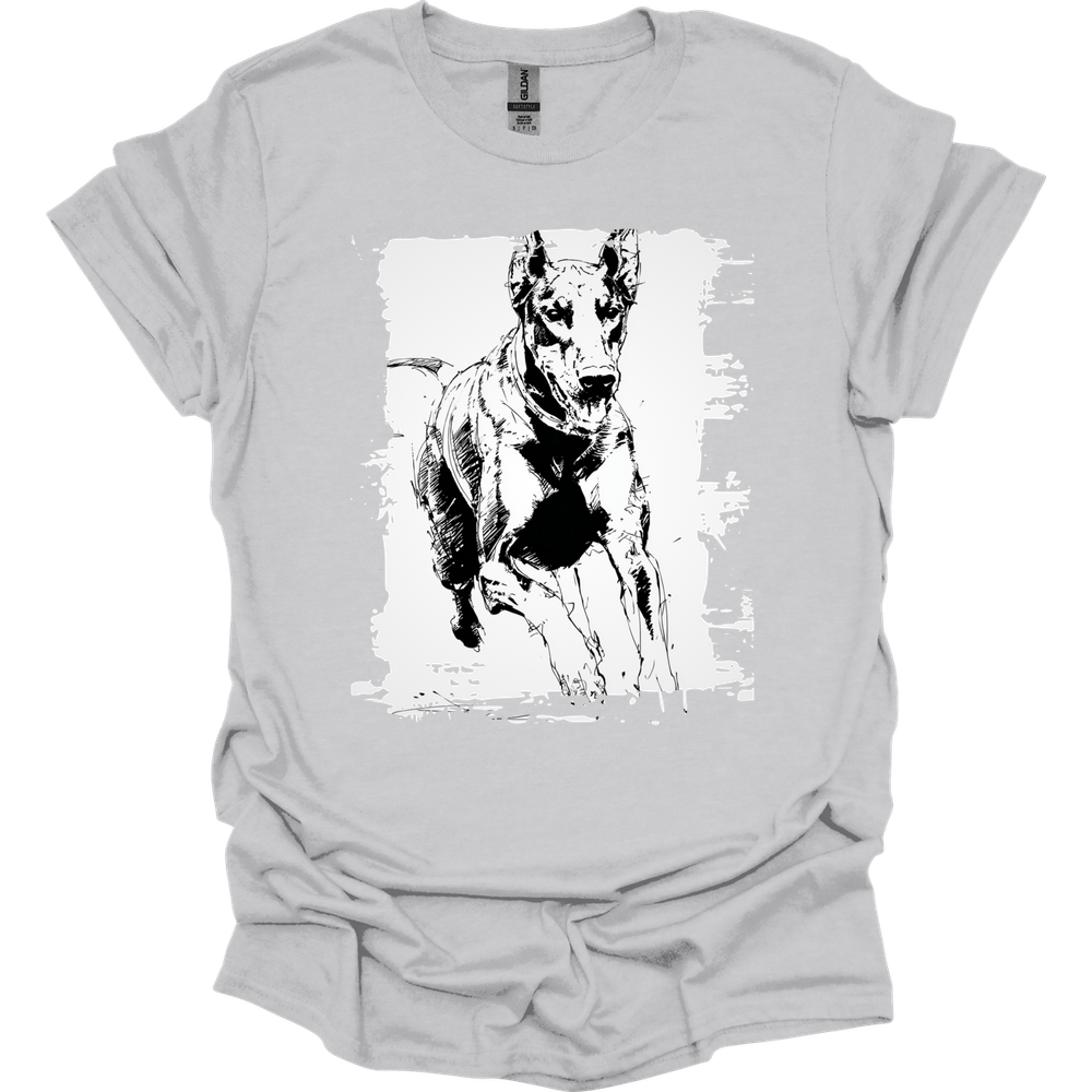 Doberman - Running Dog T-Shirt - Ice Grey