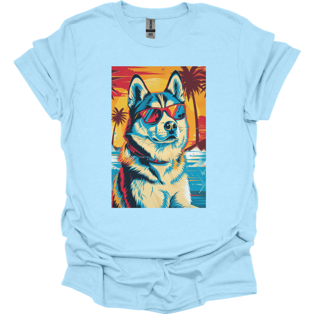 Siberian Husky - Summer Dog T-Shirt - Light Blue