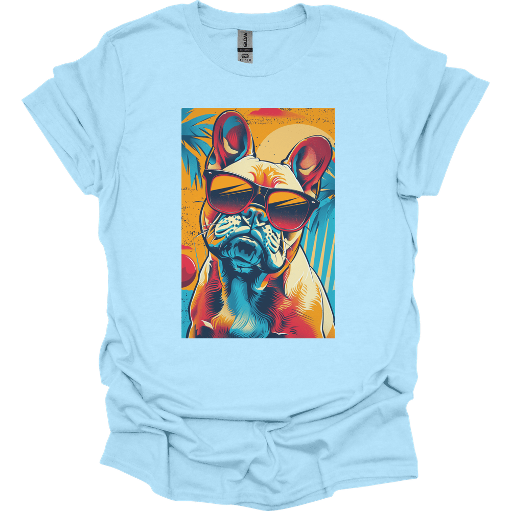 French Bulldog - Summer Dog T-Shirt - Light Blue