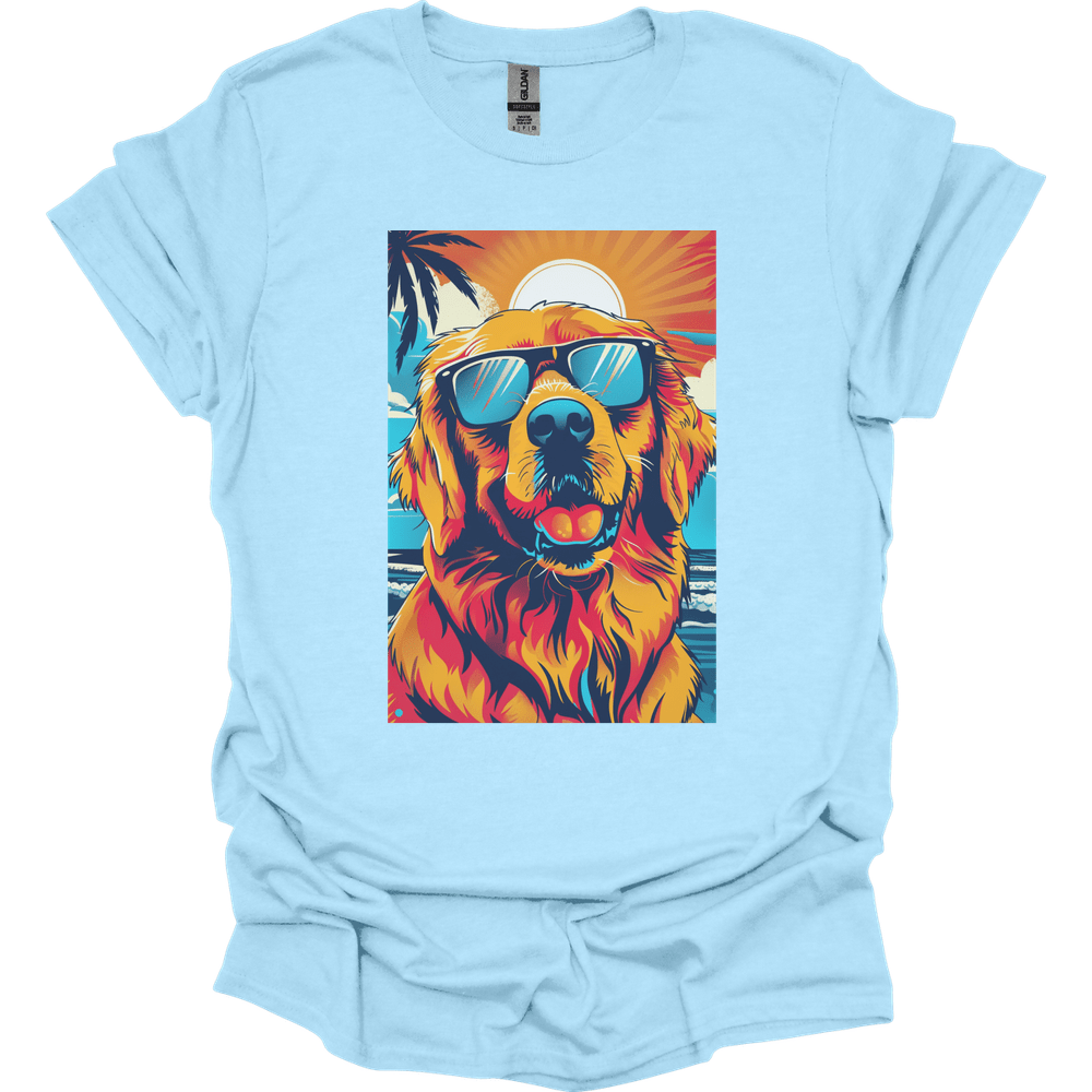 Golden Retriever - Summer Dog T-Shirt - Light Blue