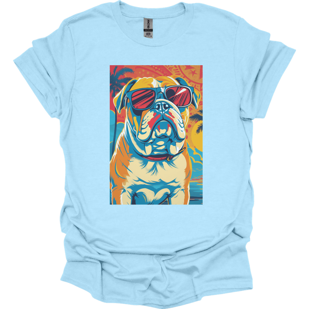 Bulldog - Summer Dog T-Shirt - Light Blue