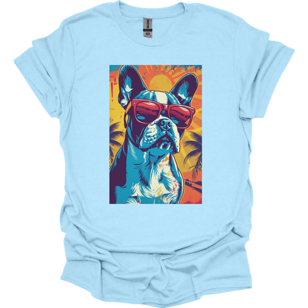 Boston Terrier - Summer Dog T-Shirt - Light Blue
