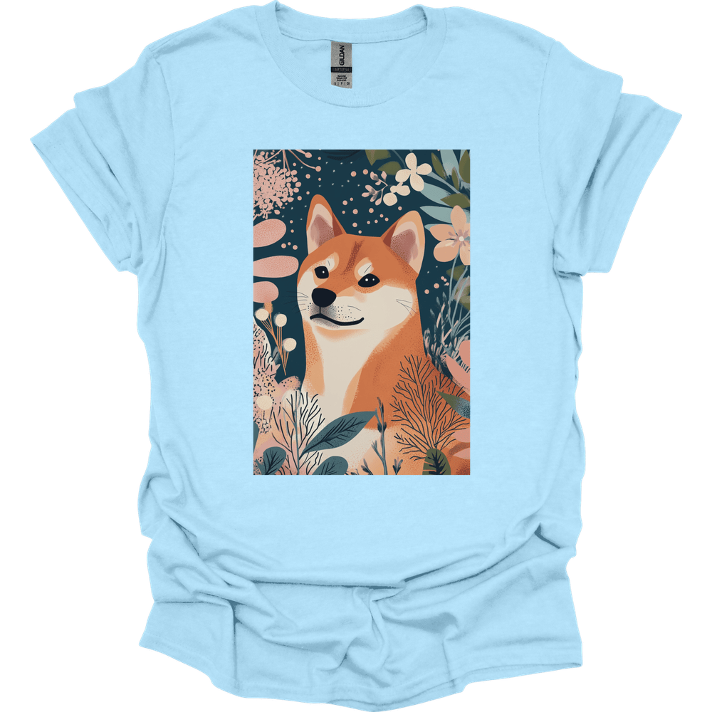 Shiba Inu - Boho Dog T-Shirt - Light Blue