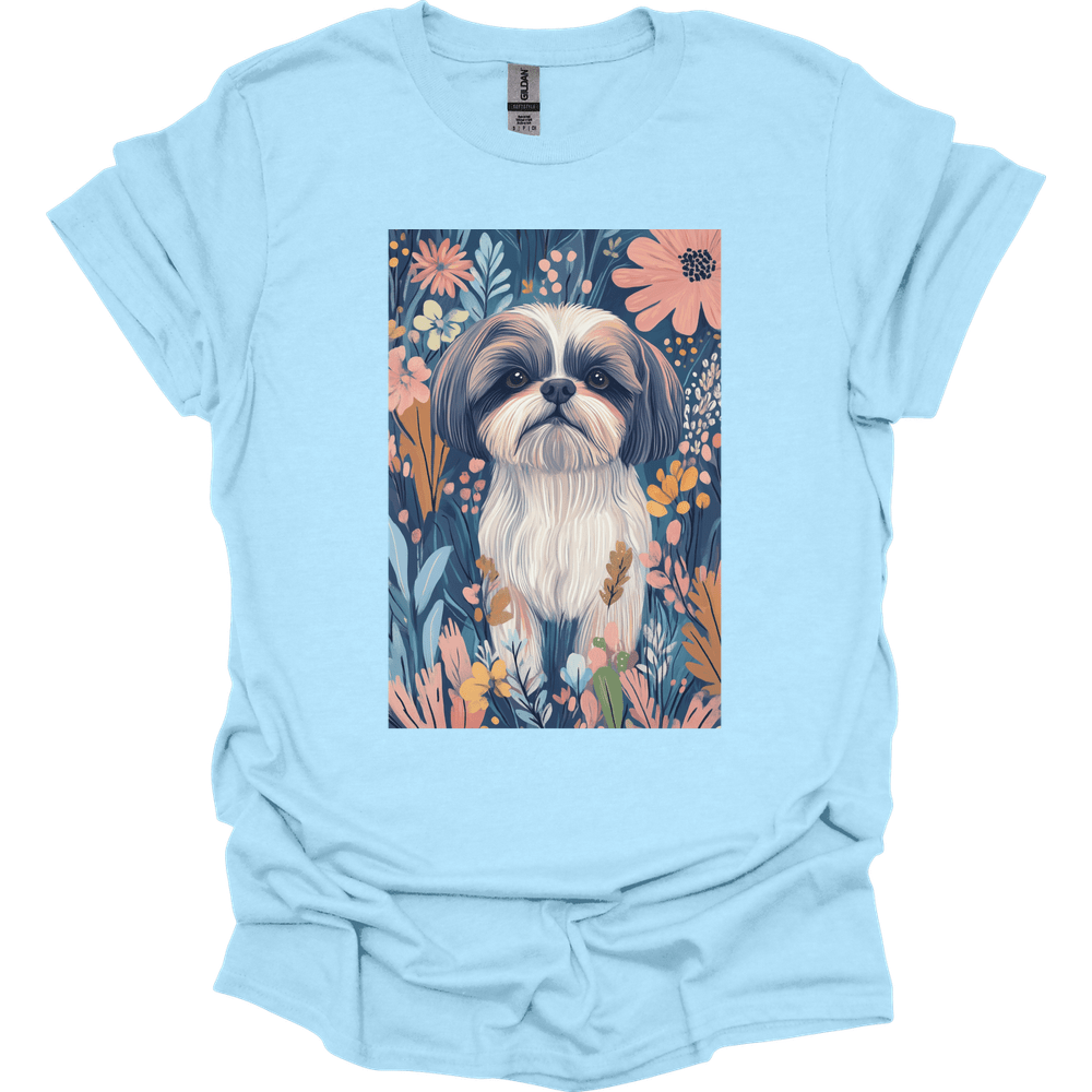 Shih Tzu - Boho Dog T-Shirt - Light Blue