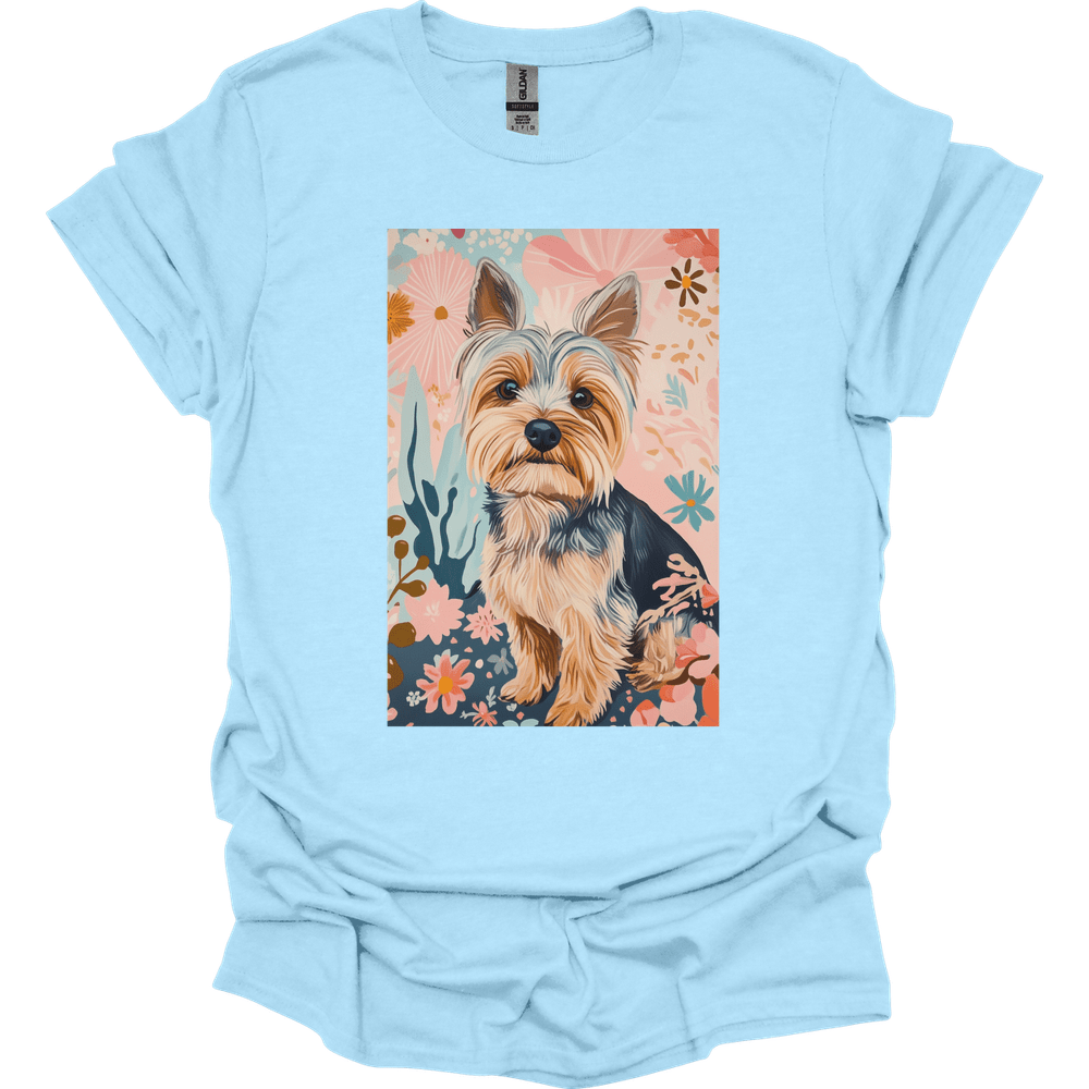 Yorkshire Terrier - Boho Dog T-Shirt - Light Blue