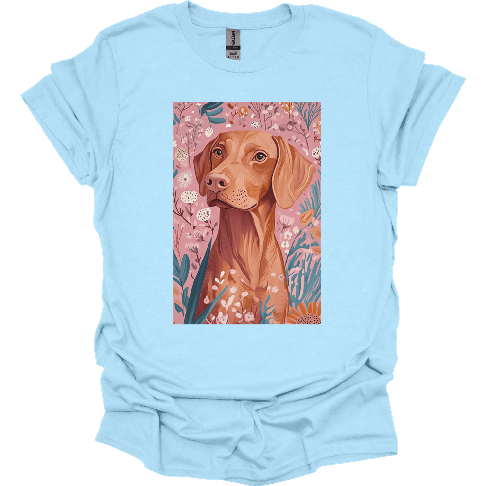 Vizsla - Boho Dog T-Shirt - Light Blue