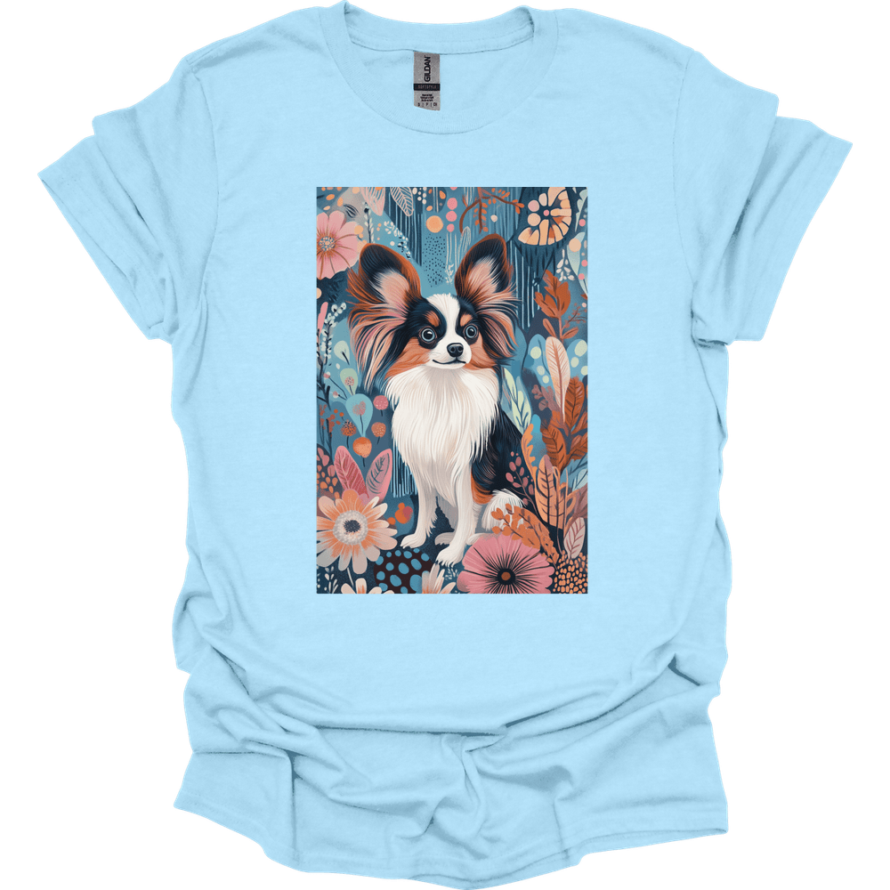 Papillon - Boho Dog T-Shirt - Light Blue