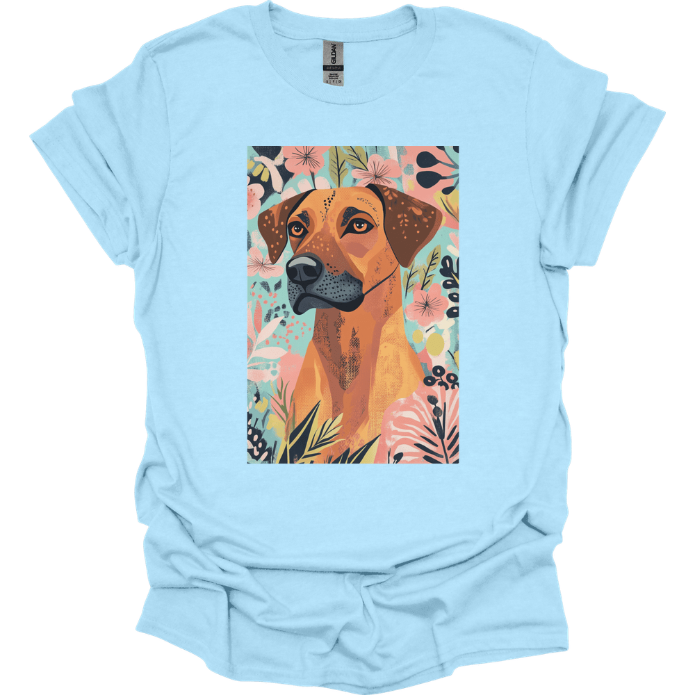Rhodesian Ridgeback - Boho Dog T-Shirt - Light Blue