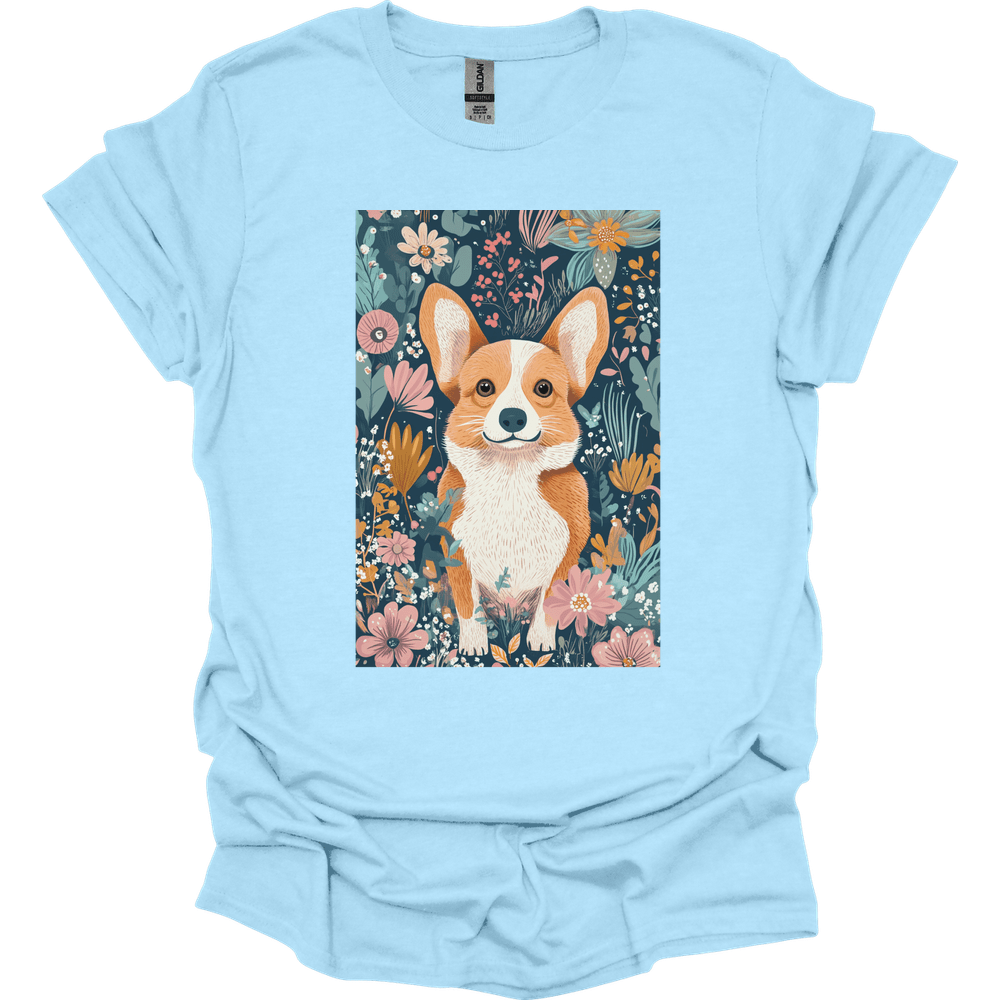 Pembroke Welsh Corgi - Boho Dog T-Shirt - Light Blue