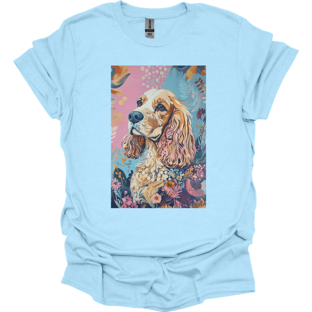 Cocker Spaniel - Boho Dog T-Shirt - Light Blue