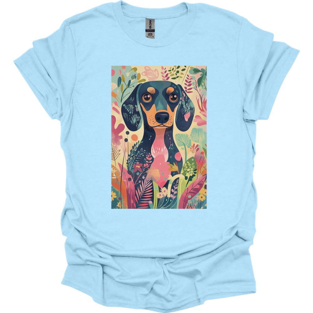 Dachshund - Boho Dog T-Shirt - Light Blue