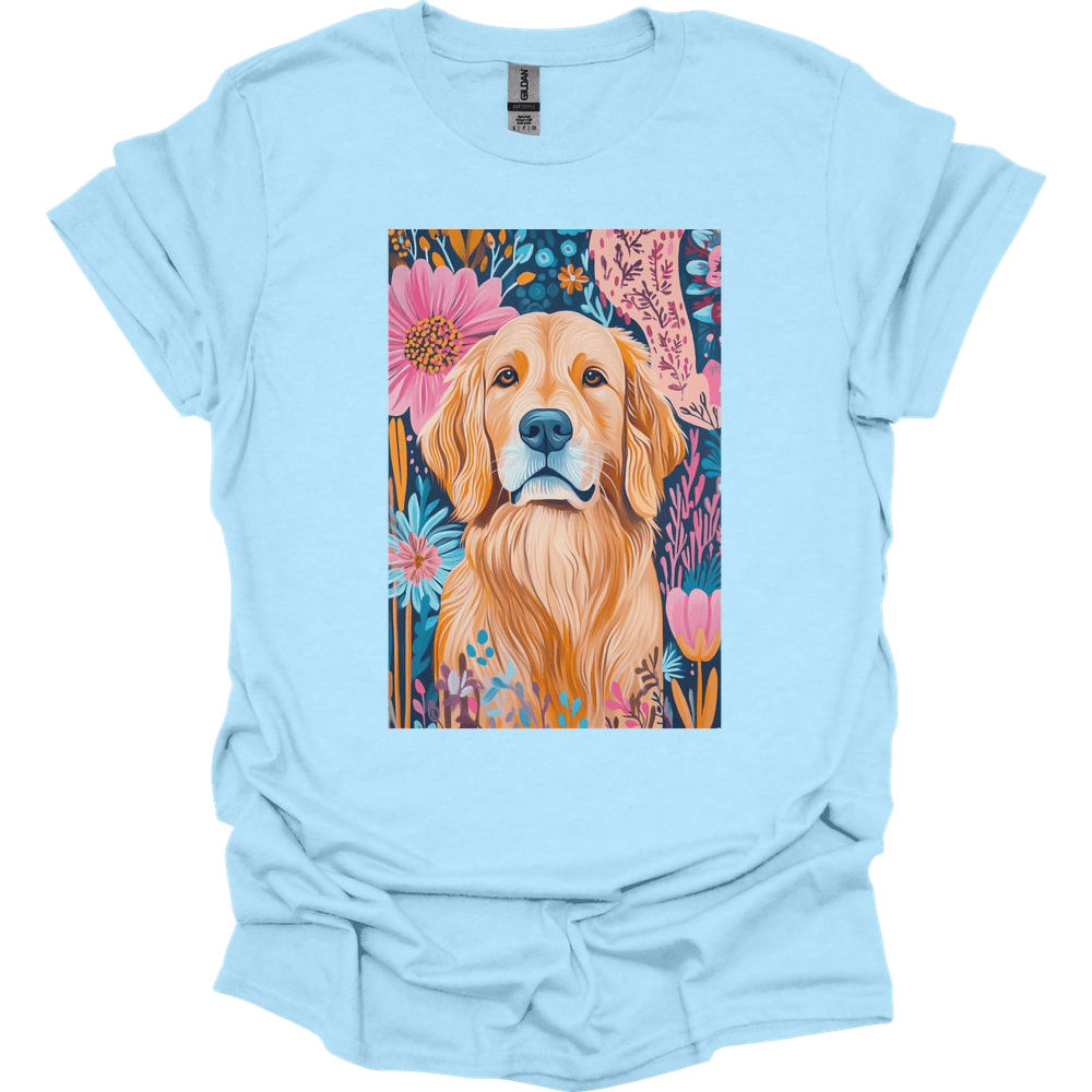Golden Retriever - Boho Dog T-Shirt - Light Blue
